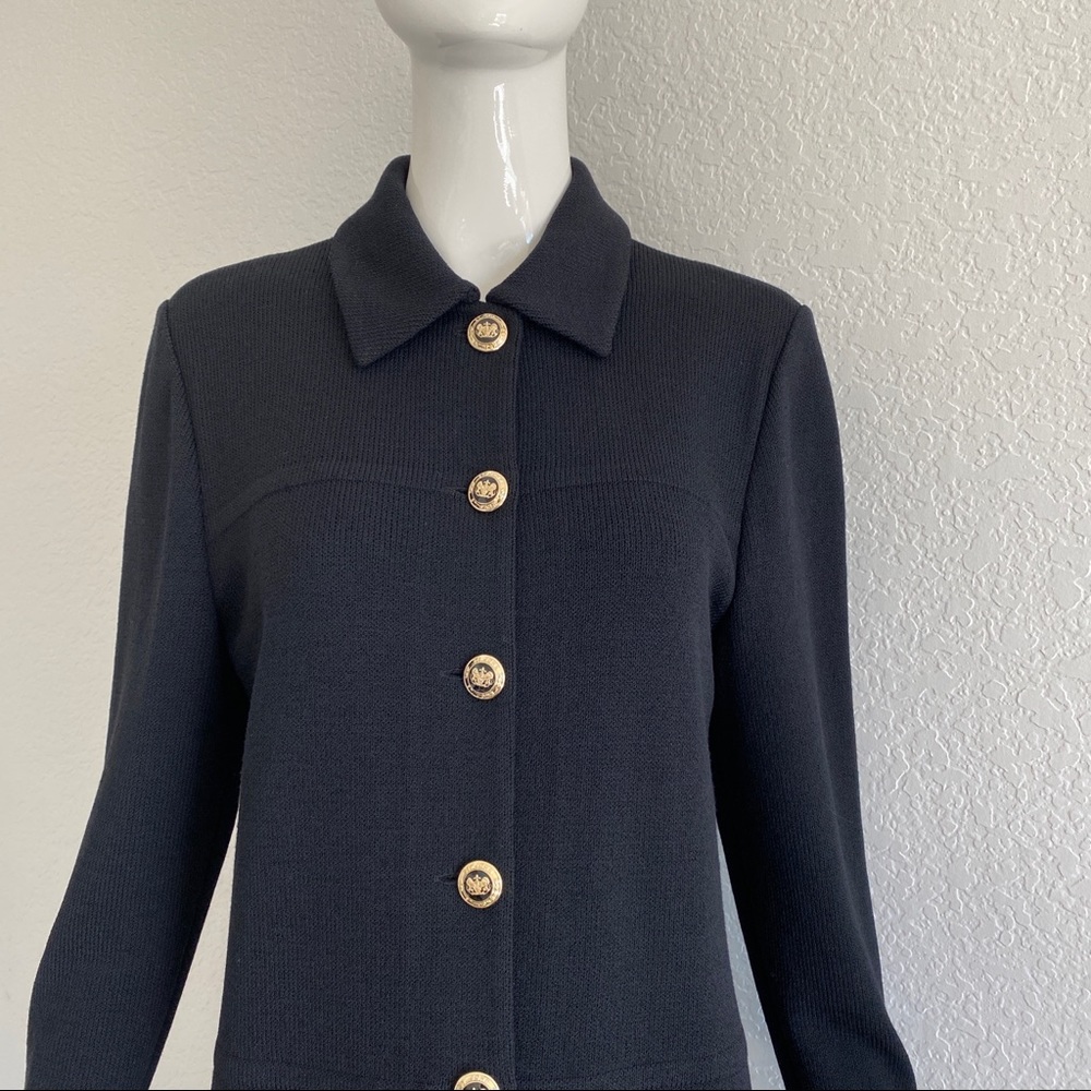 St. John black Santana knit button down jacket - Picture 4 of 11